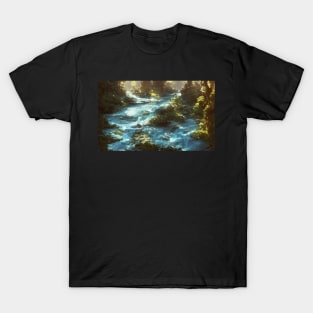 Painting Mountain River Landscape T-Shirt